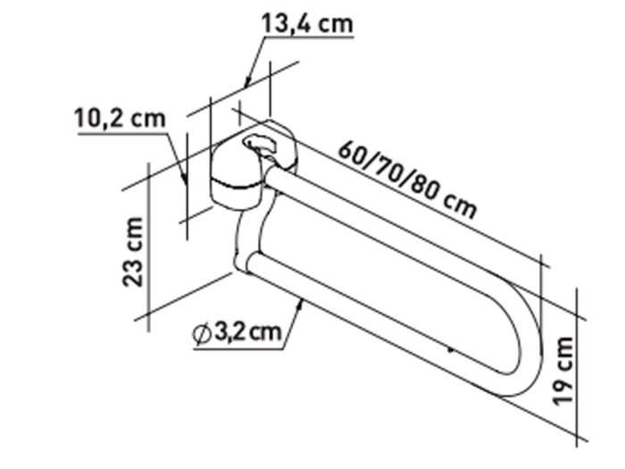 MANIGLIONE PIEGHEVOLE AD "U" IN ACCIAIO RIVESTITO - 70 cm
