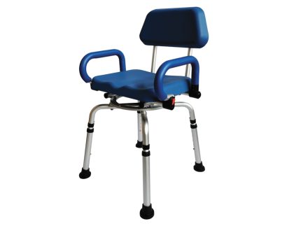 SEDIA DA DOCCIA GIREVOLE con schienale e braccioli in PU - portata 136 kg