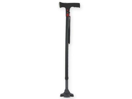 BASTONE DI SICUREZZA CON LUCE - con base a 4 piedini - nero