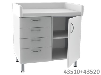 UNITÀ BASE DOPPIA 4 cassetti + 1 porta con 2 scaffali - bianca